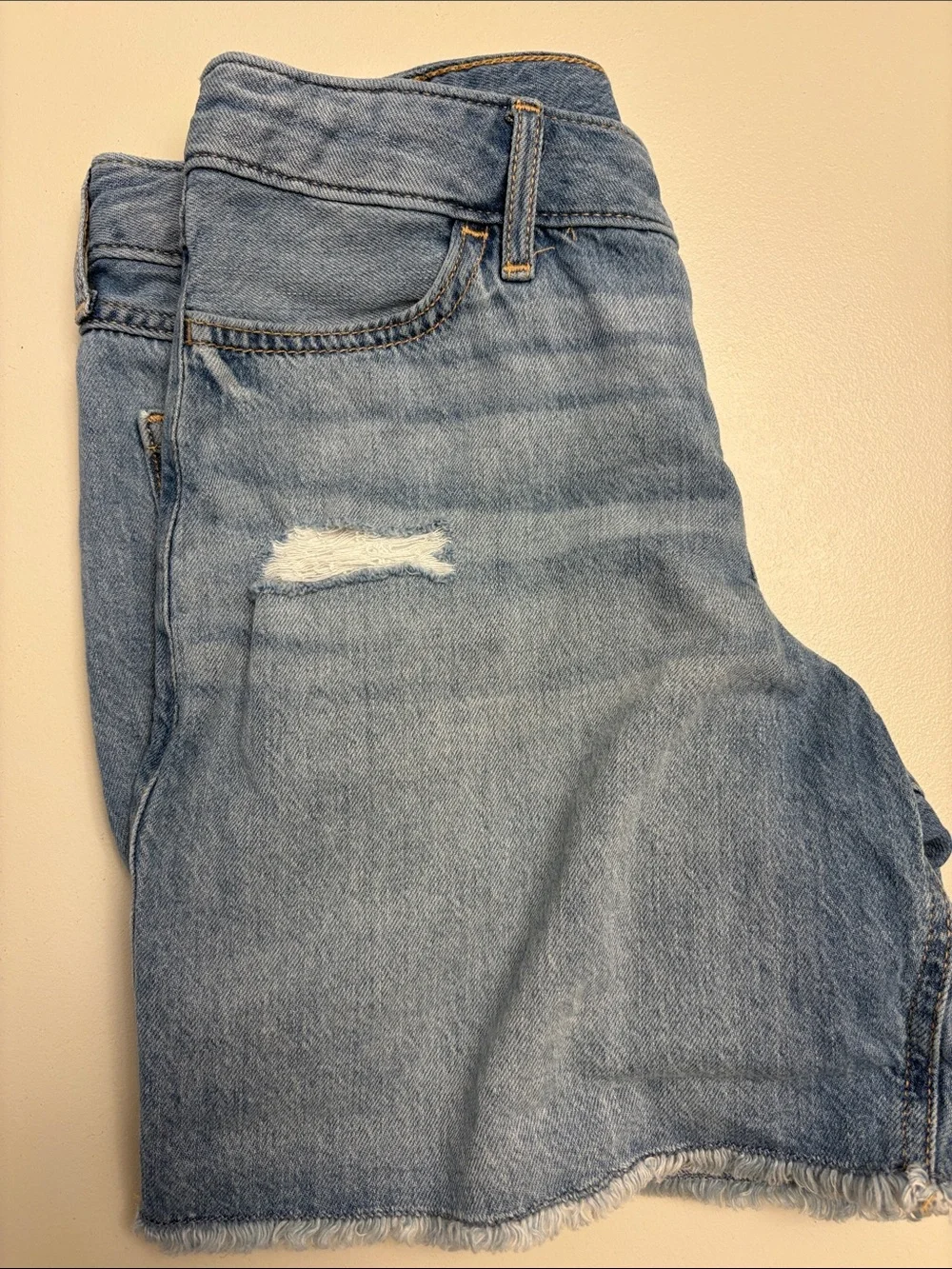 Abercrombie & Fitch Light Blue Distressed Jean Shorts